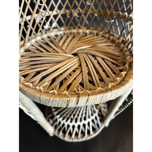 Wicker Peacock Rattan Chair | 15" tall | Plant\Doll Stand | Retro | BOHO | VTG - Picture 8 of 10